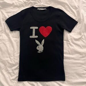 Playboy Silver Glitter Bunny Tee​